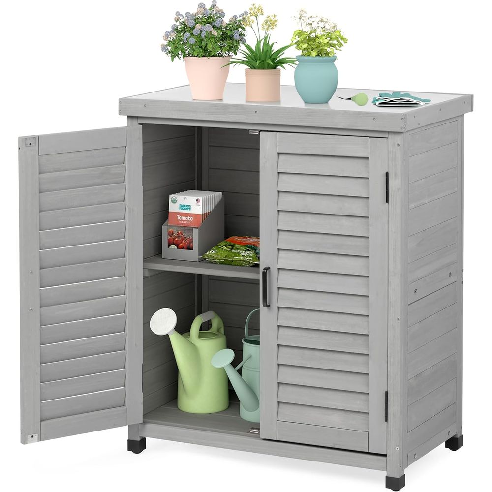 Outdoor Furniture Bench - Opbergkast voor buiten & plantenbanktafel Metalen