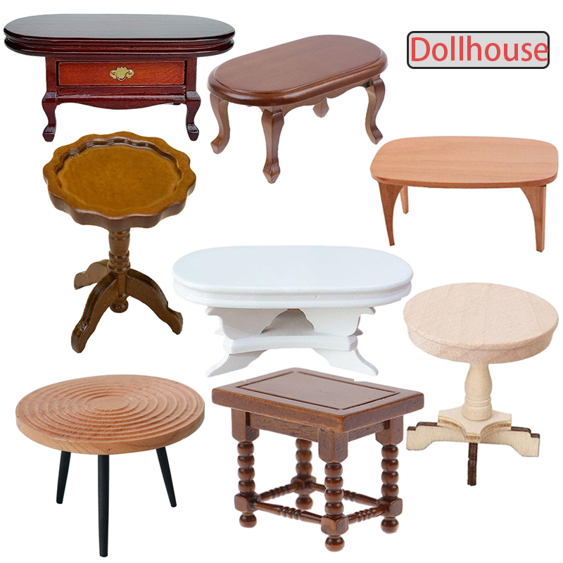Outdoor Furniture Wood - 1:12 poppenhuis miniatuur ronde tafel theetafel