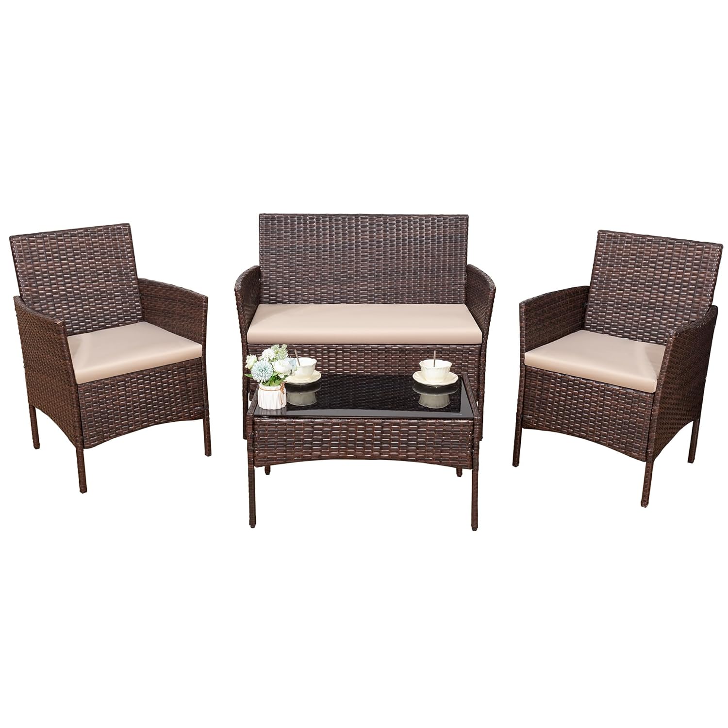Outdoor Furniture Ofo - o*-4-delige tuinmeubelset, PE rotan wicker stoelen