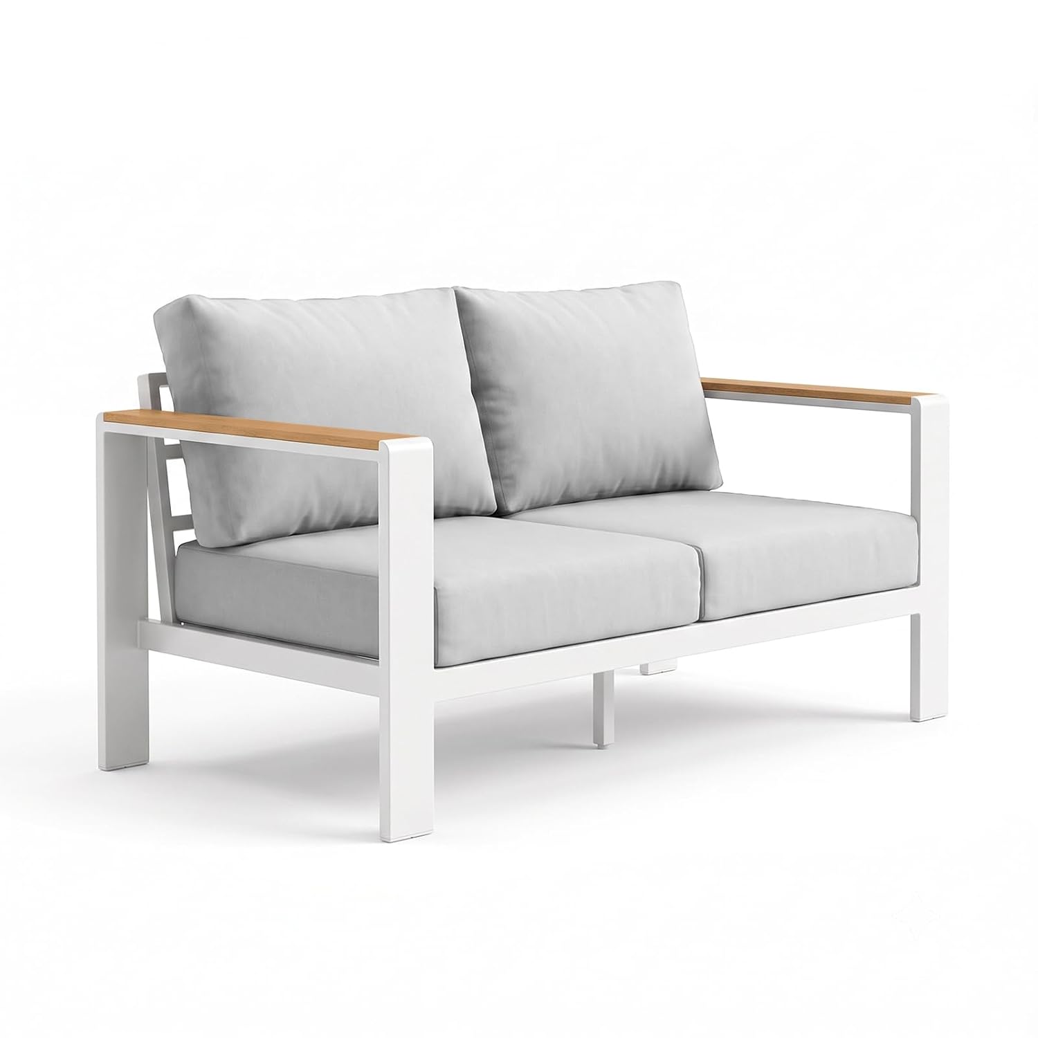 Outdoor Furniture Balcony - Aluminium buitenbank, roestvrij, 2-zits met afneembare