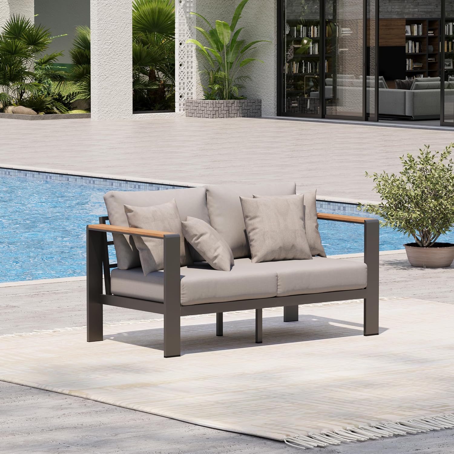 Outdoor Furniture Balcony - Aluminium buitenbank, all-weather tuinmeubilair met wasbare