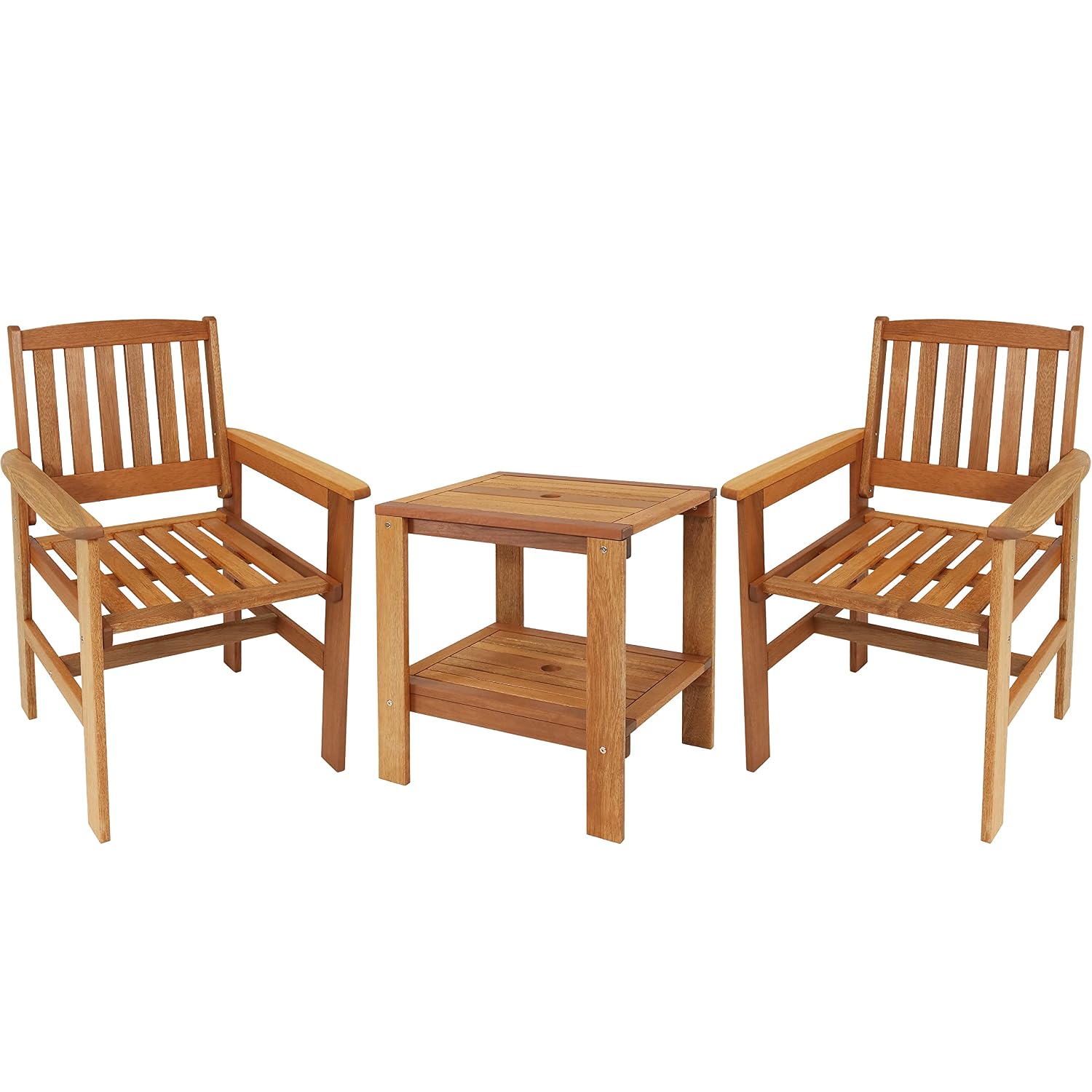 Outdoor Furniture Oil Teak - 3-delige houten tuinset, 2 stoelen &