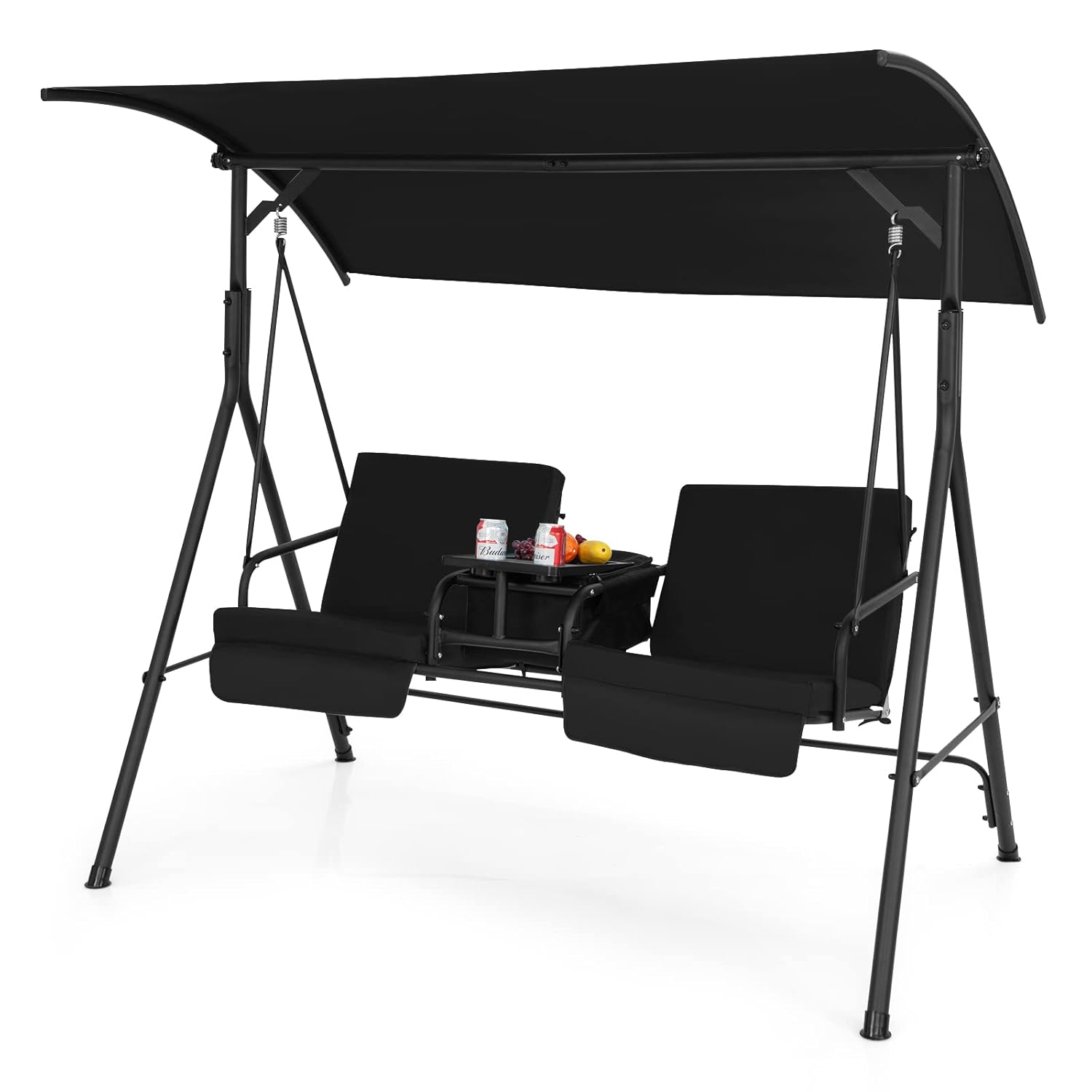 Outdoor Furniture Ofo - o*-2-persoons veranda-schommelstoel, buitenschommel met draaibare opbergtafel,