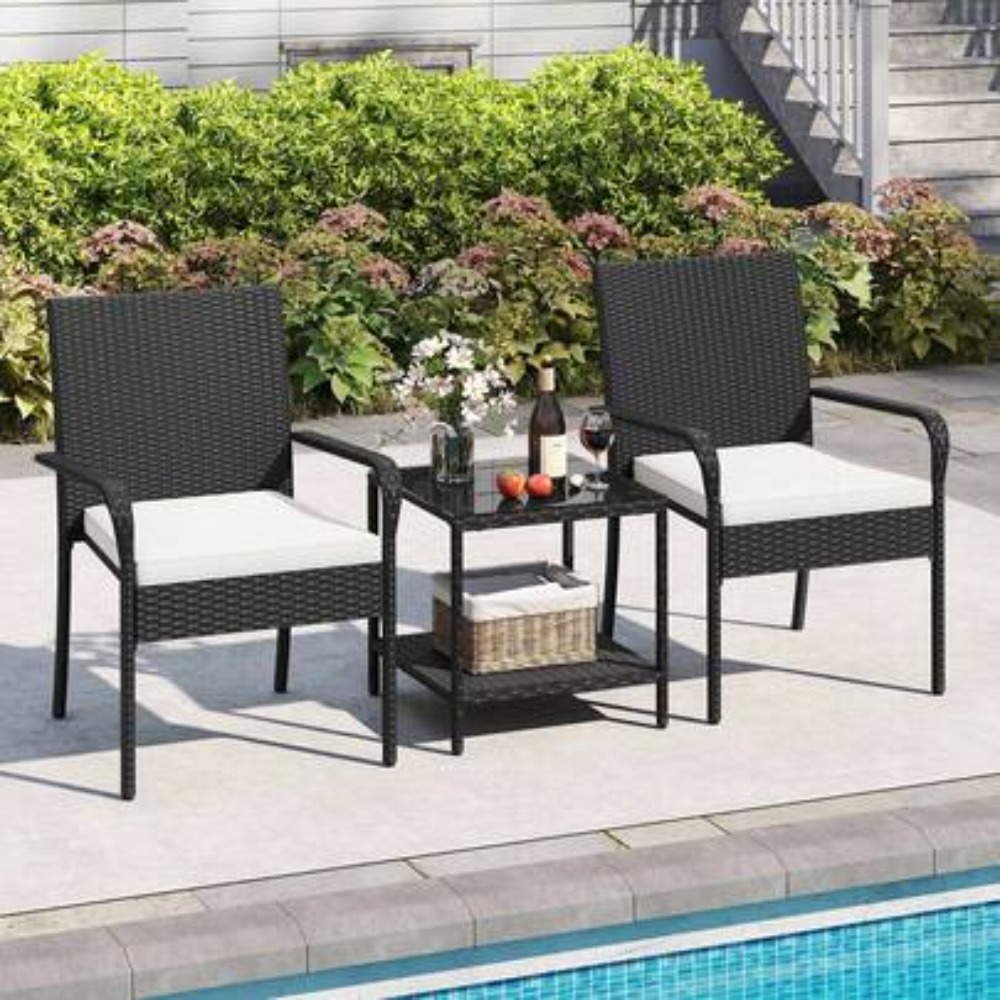 Outdoor Furniture Plus - 3-delige tuinmeubelset van wicker voor buiten,