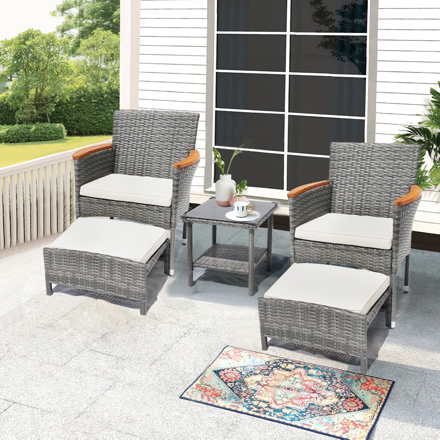 o*-5 PCS Outdoor Patio Furnitu - Outdoor Furniture Ofo recensie en prijs