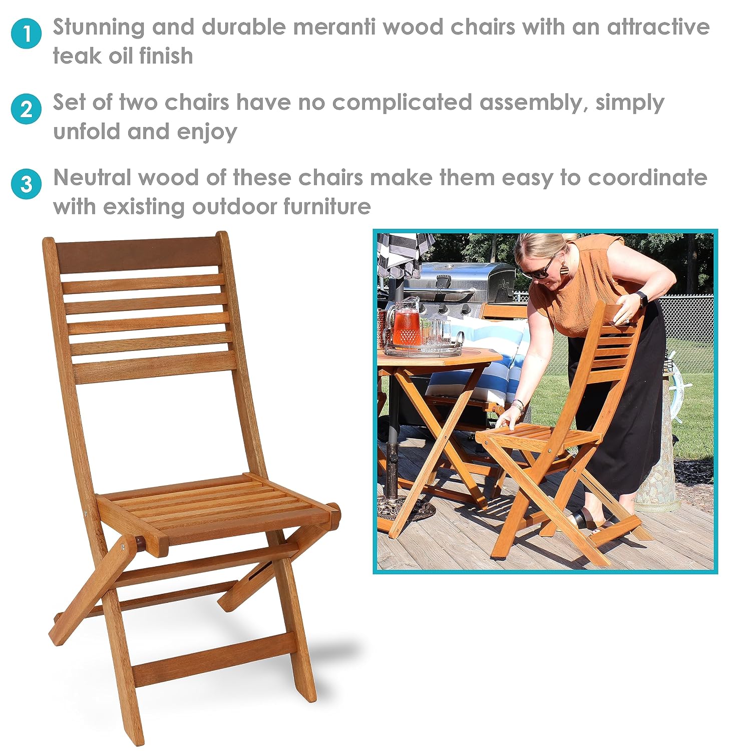 Vouwbare houten tuinstoelset v - Outdoor Furniture Oil Teak recensie en prijs