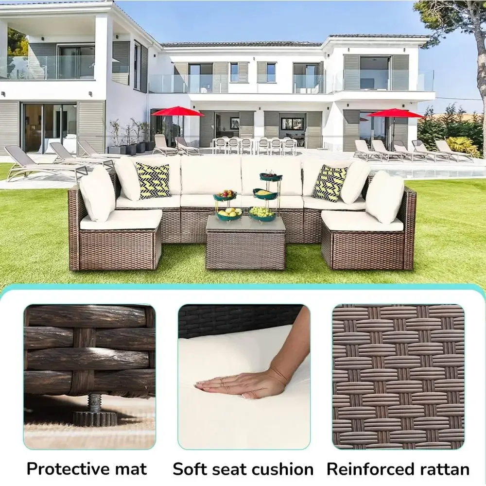 7-delige rieten sectionele ter - Outdoor Furniture Ofo recensie en prijs