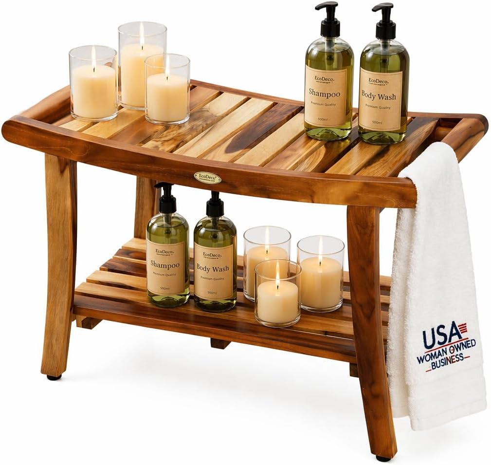 Teakhouten douchebankje, spa-b - Outdoor Furniture Bench recensie en prijs