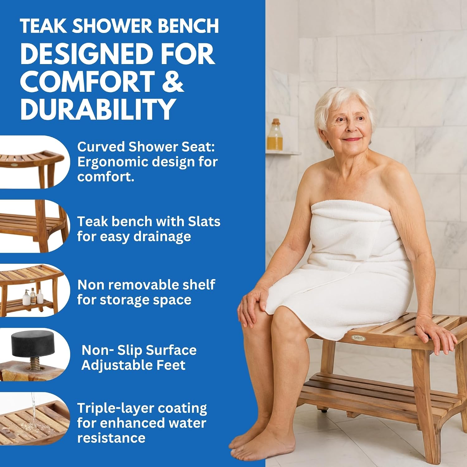 Teakhouten douchebankje, spa-b - Outdoor Furniture Bench recensie en prijs