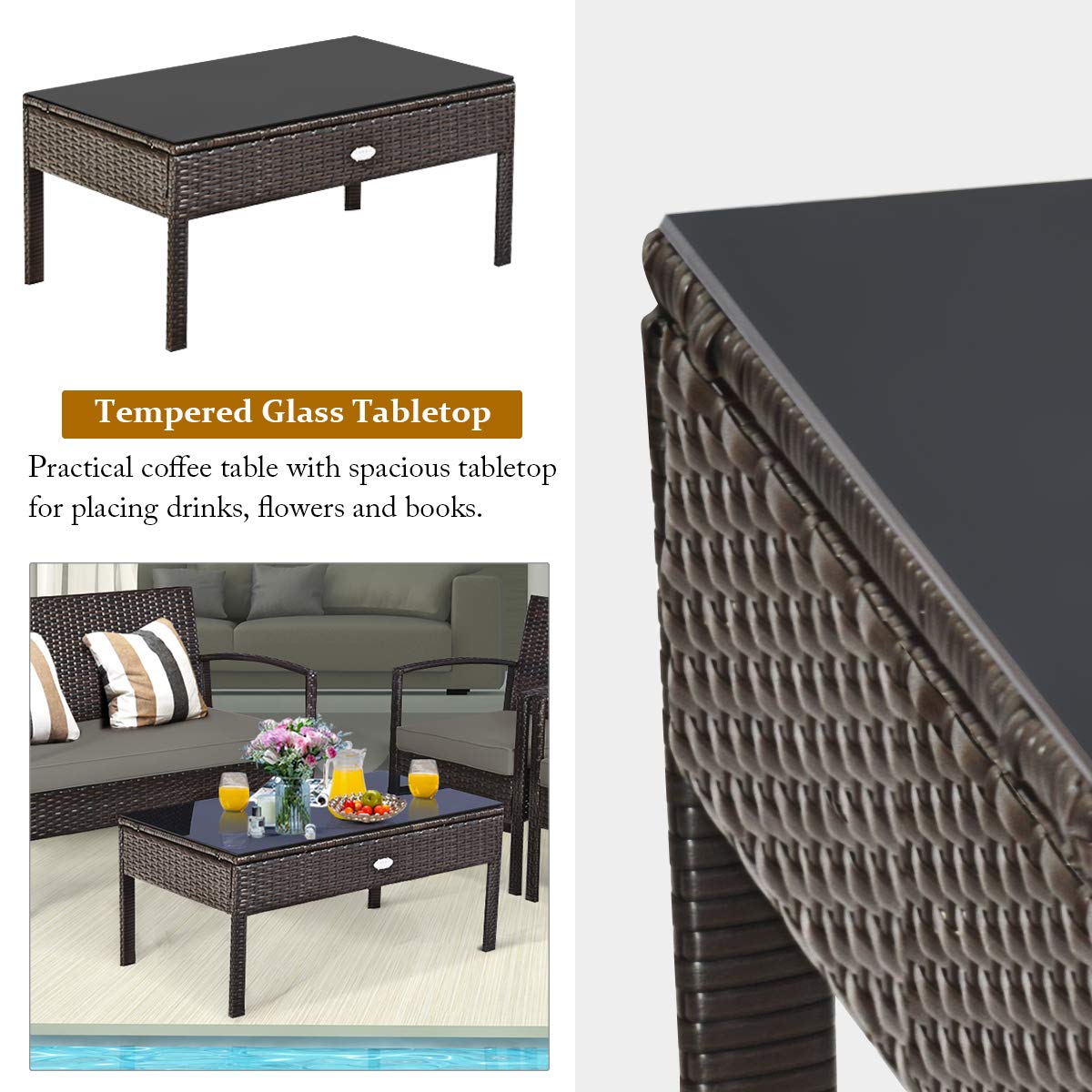 Buiten wicker tuinmeubelset 4- - Outdoor Furniture Balcony recensie en prijs