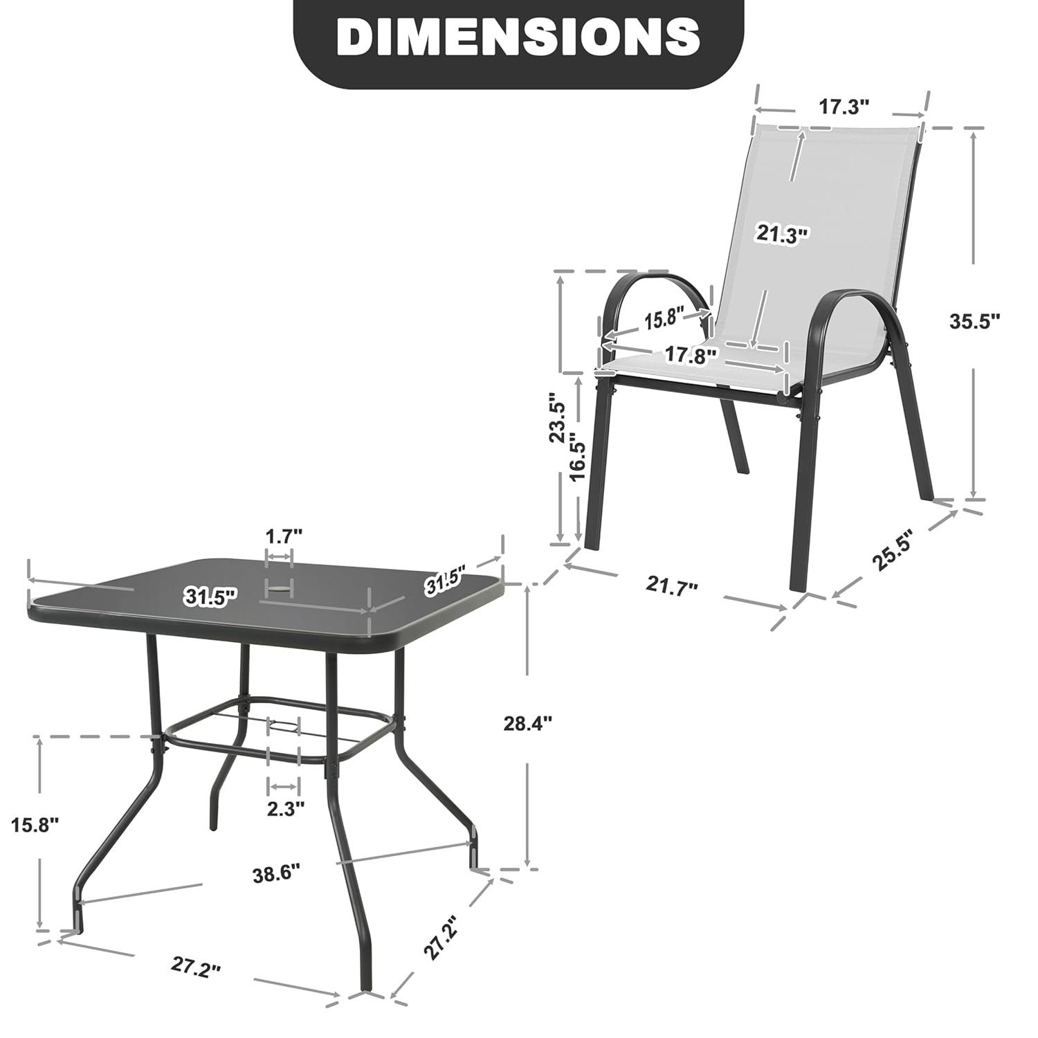 o*-5-delige terras-eetset, met - Outdoor Furniture Ofo recensie en prijs