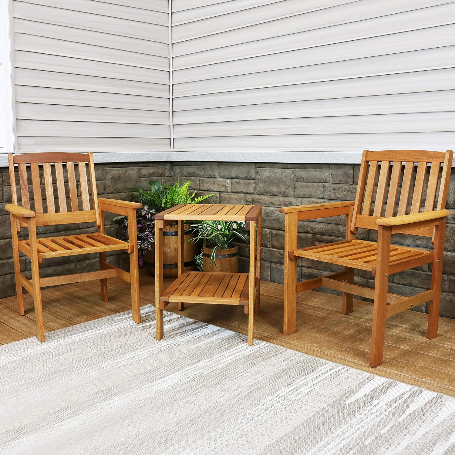 3-delige houten tuinset, 2 sto - Outdoor Furniture Oil Teak recensie en prijs