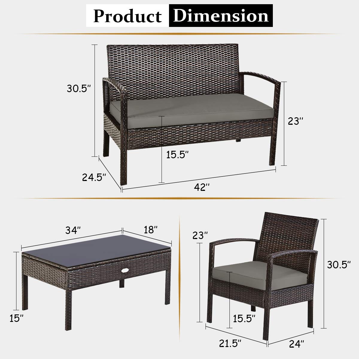 Buitenmeubelset van wicker, 4- - Outdoor Furniture Balcony recensie en prijs