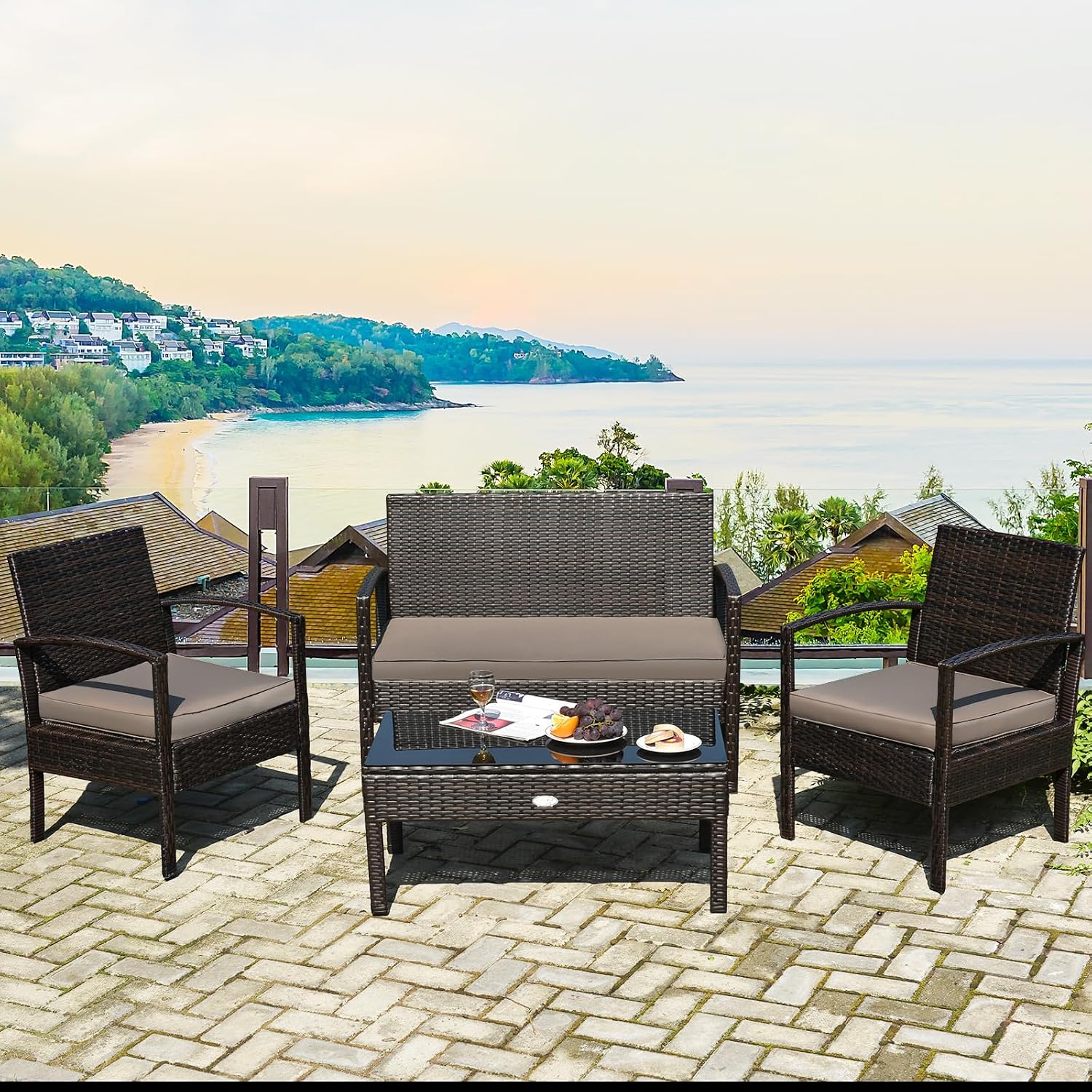 Buitenmeubelset van wicker, 4- - Outdoor Furniture Balcony recensie en prijs